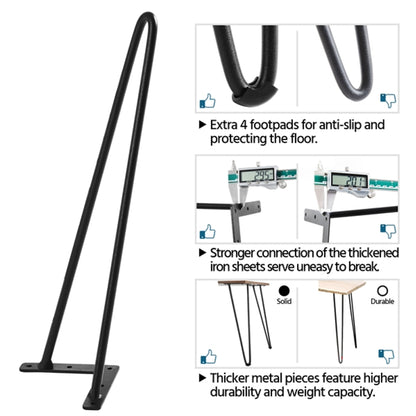 4PCS 16 Inch Solid Hairpin Table Legs 3-Rods