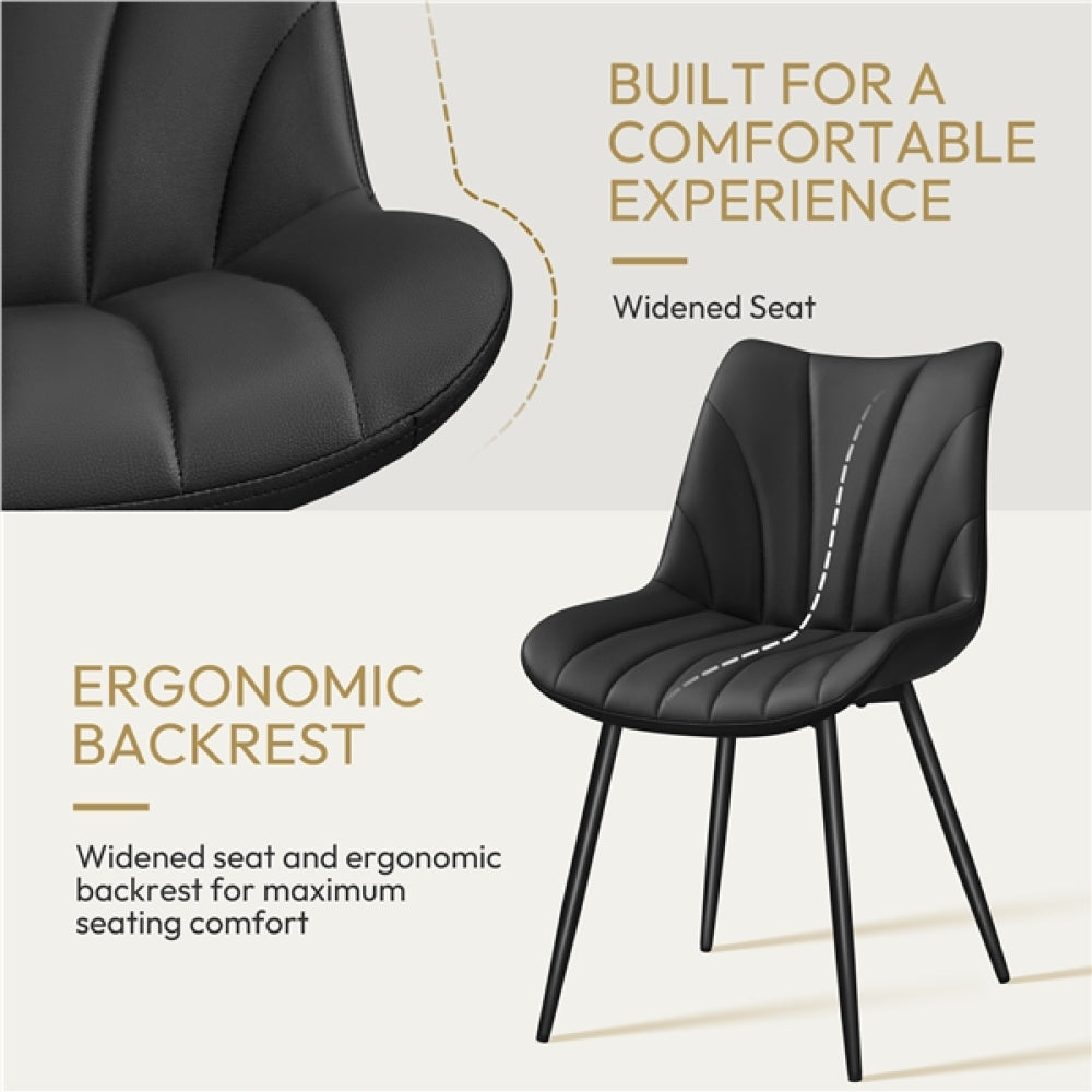 Set of 4 Modern Faux Leather Upholstered Dining Chairs with Metal Legs