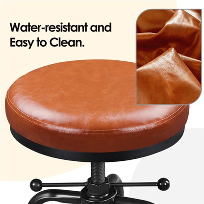 Vintage Industrial Bar Stool Rustic Swivel Bar Stool Round Faux Leather Metal Stool