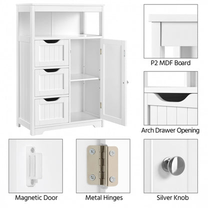 Bathroom Floor Cabinet MDF Wooden Storage Organizer w/ Drawers