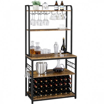 Freestanding Wine Rack with Glass Holder and Wine Storage