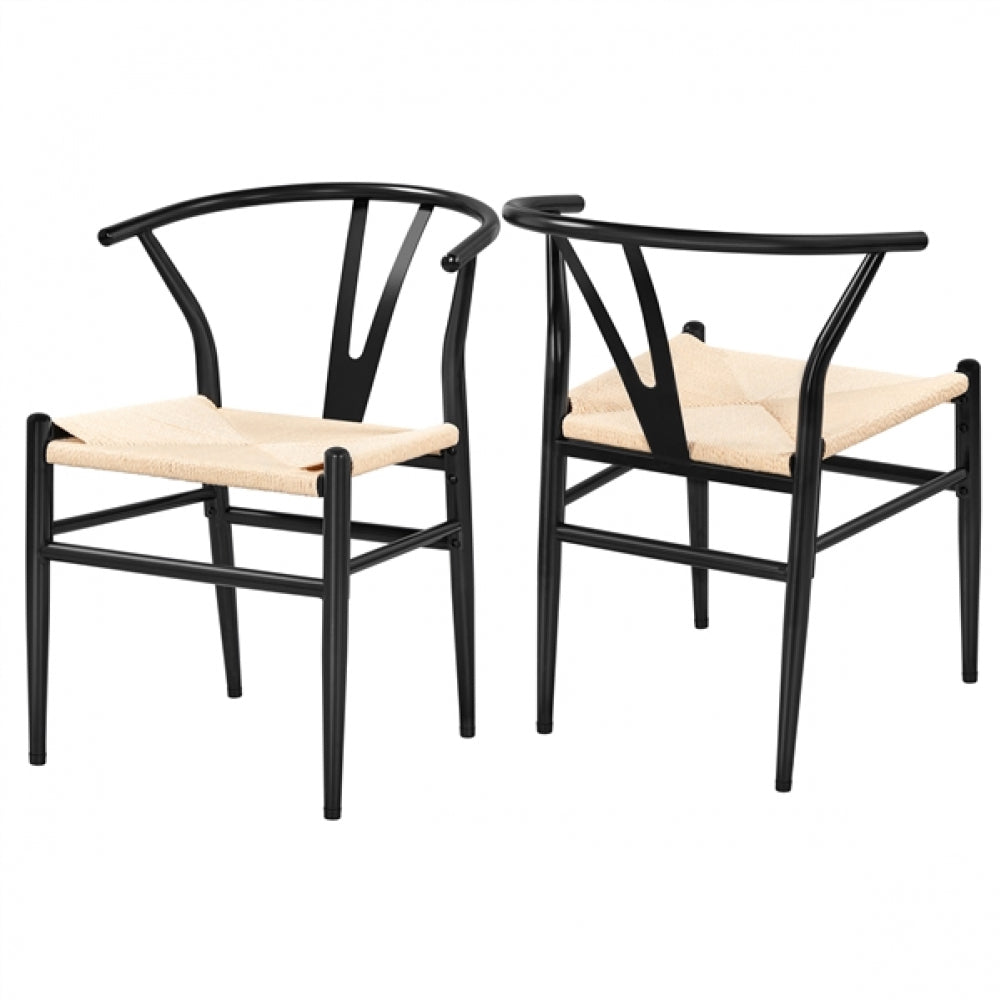 2pcs Modern Chair Y-Shaped Backrest Mid-Century Metal Dining Chair
