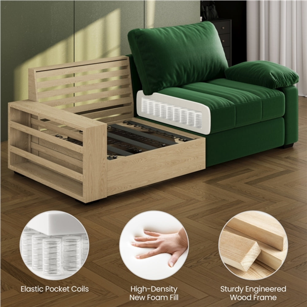 2-Seater Velvet Couch with Pillow Top Arms