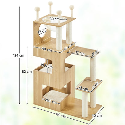 53" Tall Wooden Cat Tree Tower