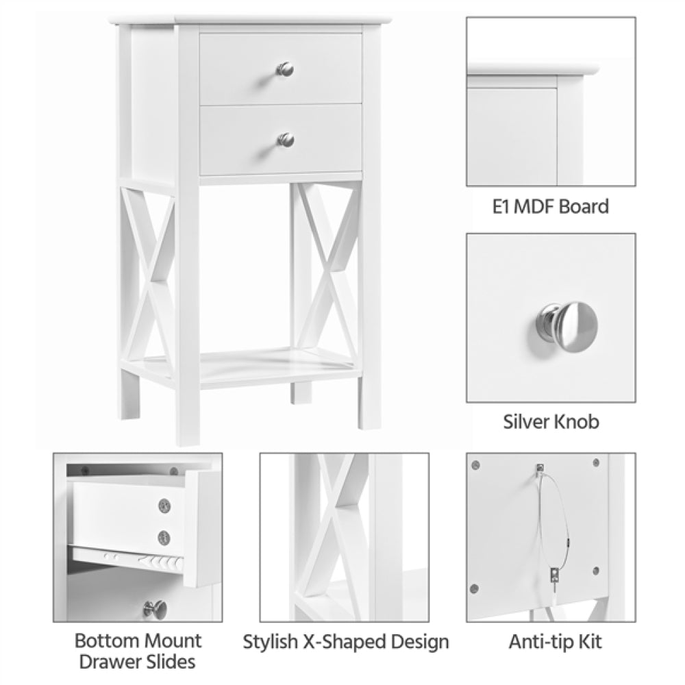 70cm Tall Bedside Table End Table