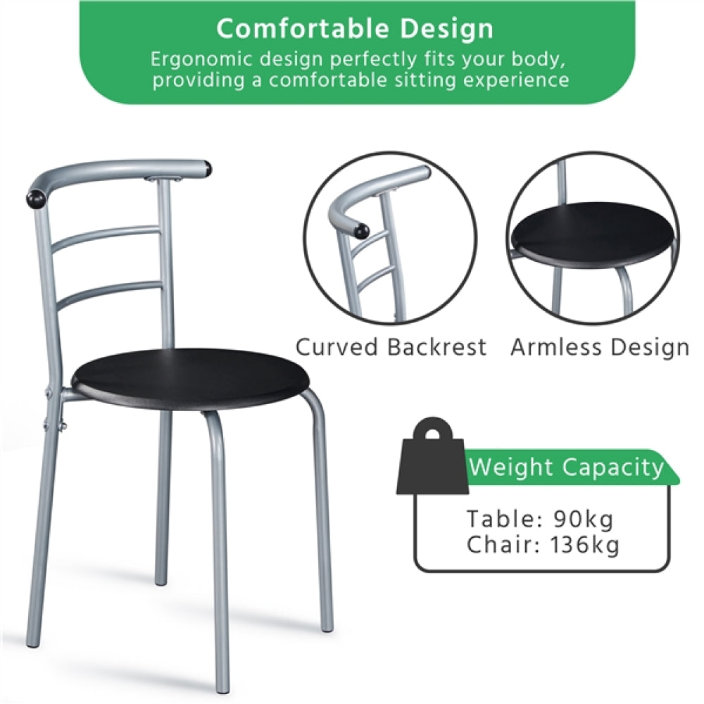 Modern Round Dining Table Set for 2 Dining Chairs