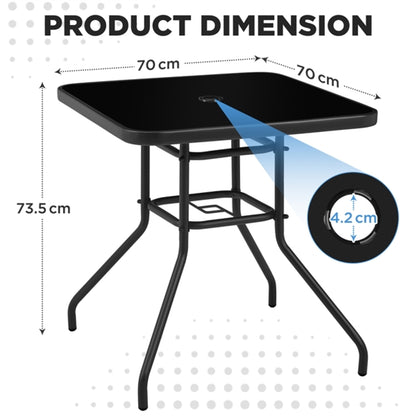 28″ Square Patio Bistro Table with Umbrella Hole