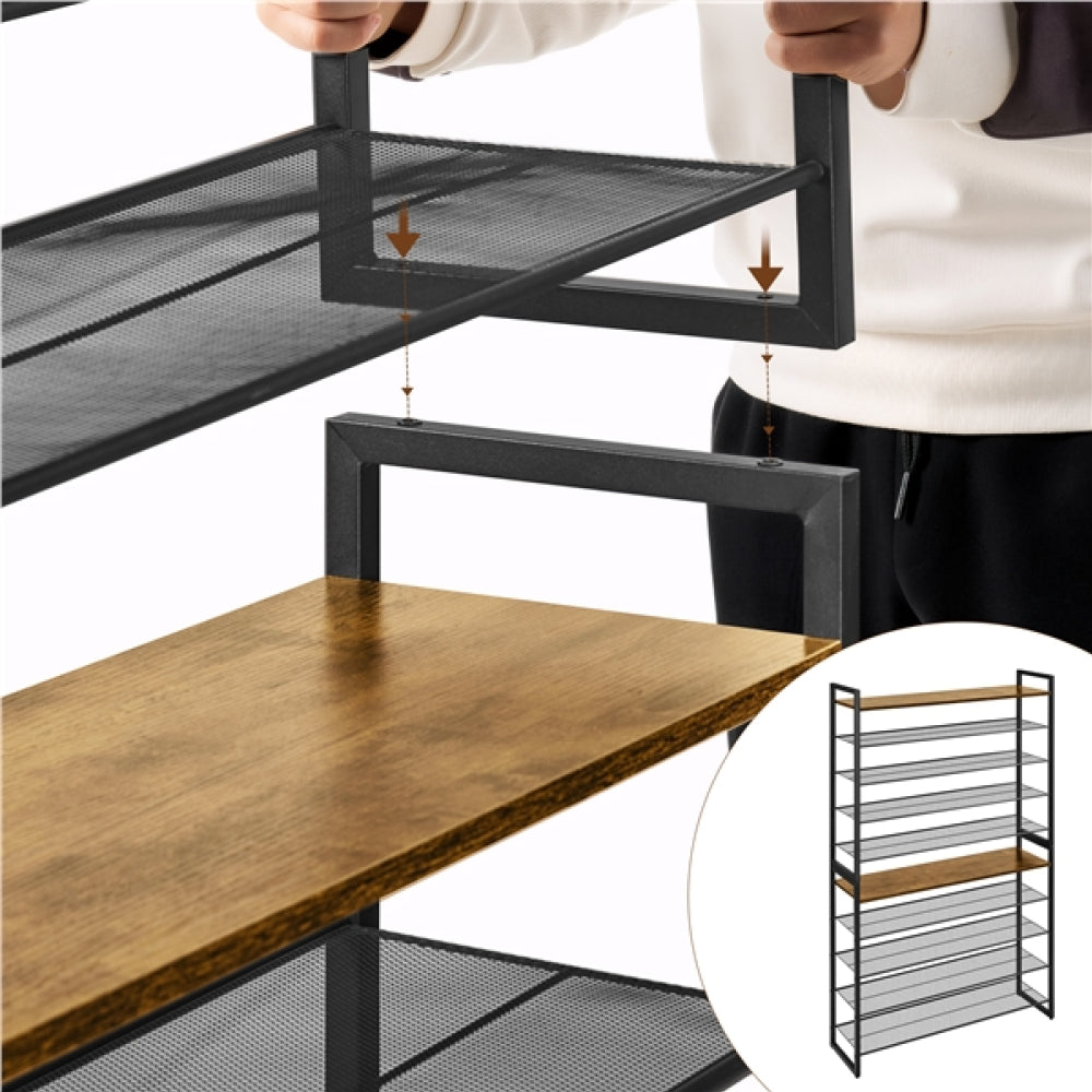 10-Tier Iron Shoe Rack Organizer