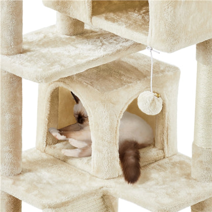 Cat Tree Condo Kitten Tree Tower w/ 2 Condos & Dangling Ball & Round Platform & Ladder