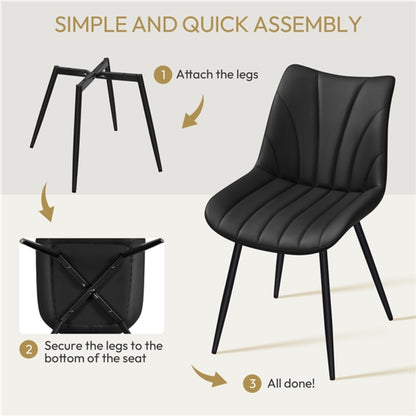 Set of 4 Modern Faux Leather Upholstered Dining Chairs with Metal Legs