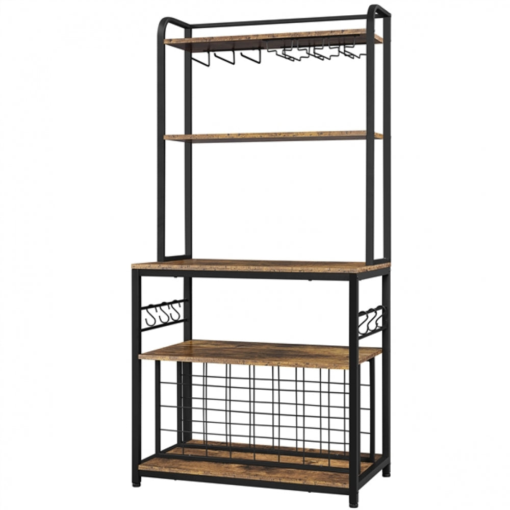 Freestanding Wine Rack with Glass Holder and Wine Storage