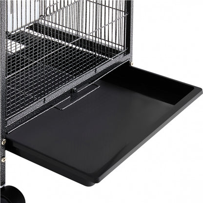 40-Inch H Wrought Iron Bird Cage with Rolling Stand