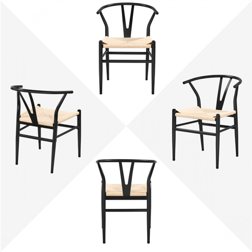 2pcs Modern Chair Y-Shaped Backrest Mid-Century Metal Dining Chair