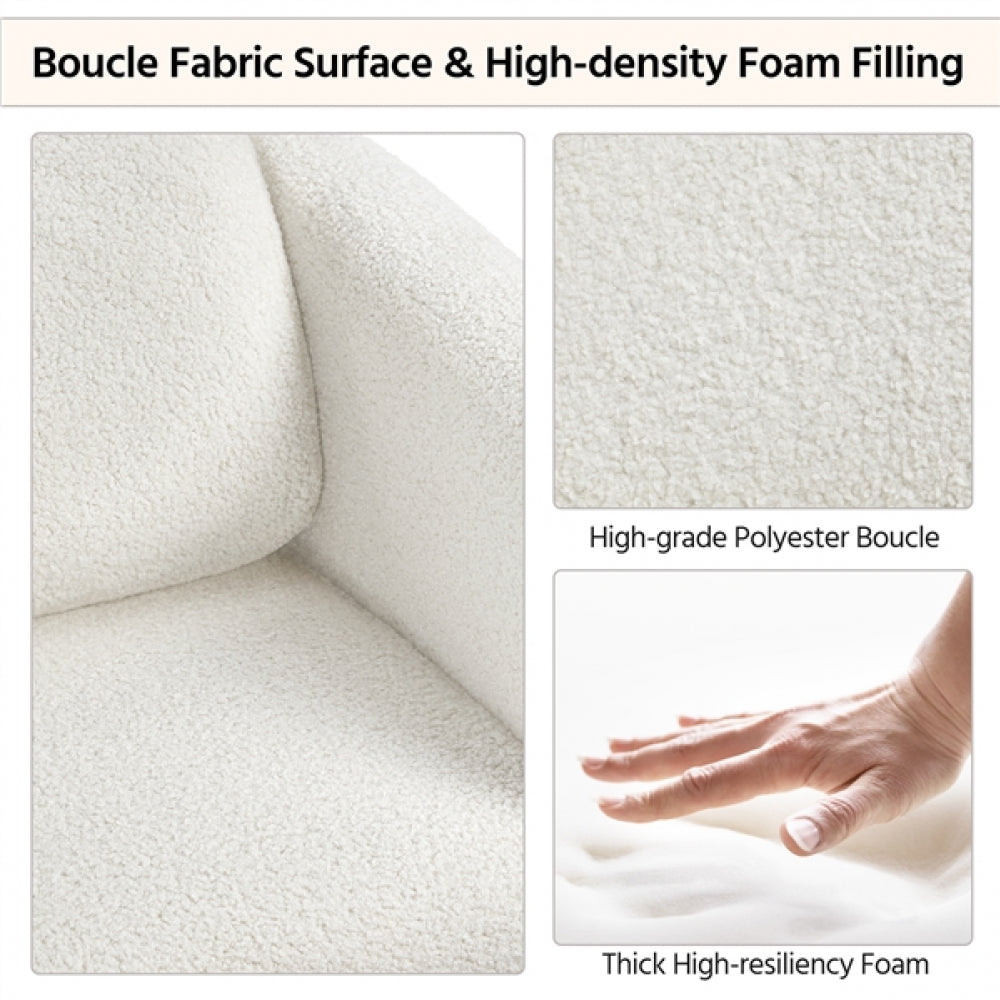 2pcs Boucle Barrel Accent Chair with Adjustable Headrest