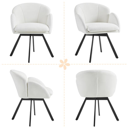 Flower-shaped Chenille Accent Armchair Contemporary Swivel Chair
