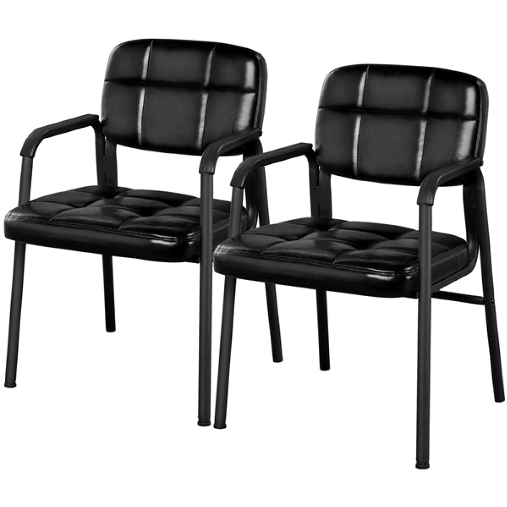 2pcs Office Reception Chairs Faux Leather Guest Chairs