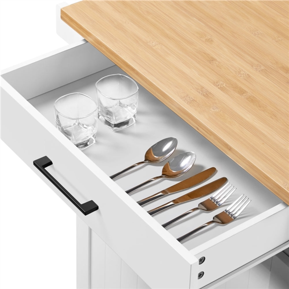Kitchen Island Cart with Spice Rack Storage Rolling Kitchen Cart