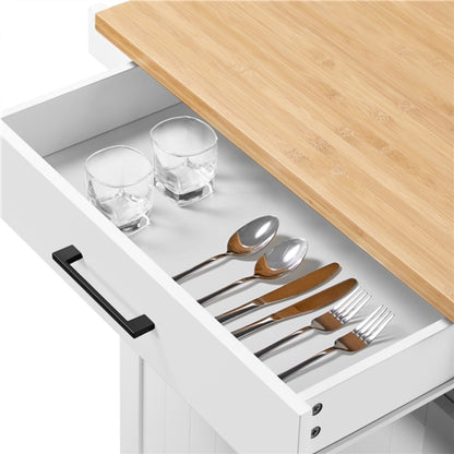 Kitchen Island Cart with Spice Rack Storage Rolling Kitchen Cart