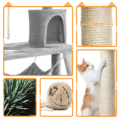 Deluxe Multi Level Cat Tree Condo with Basket & Hammock