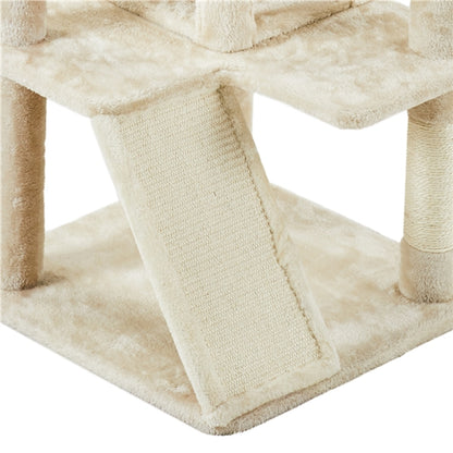 Cat Tree Condo Kitten Tree Tower w/ 2 Condos & Dangling Ball & Round Platform & Ladder
