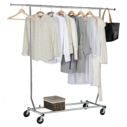 Free-Standing Standard Garment Rod Clothes Organizer Adjustable Foldable Clothes Rack