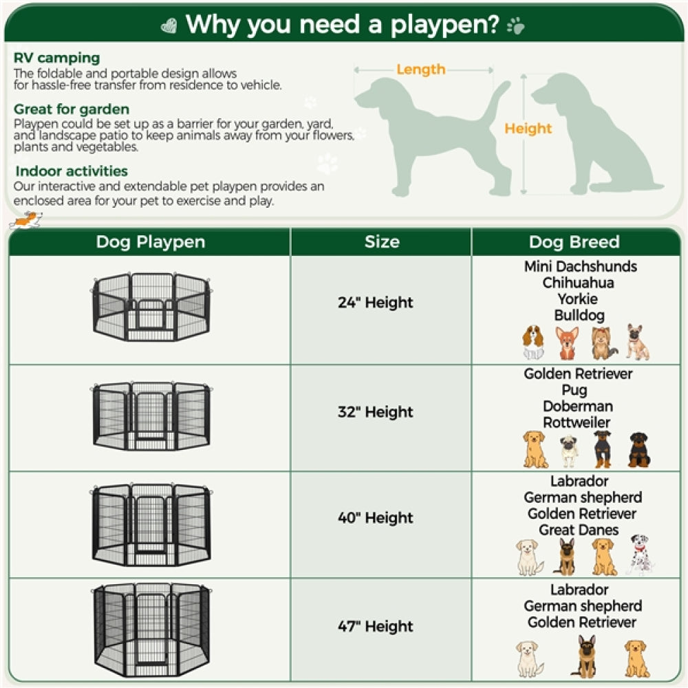 120cm H Tall Dog Playpen Panels