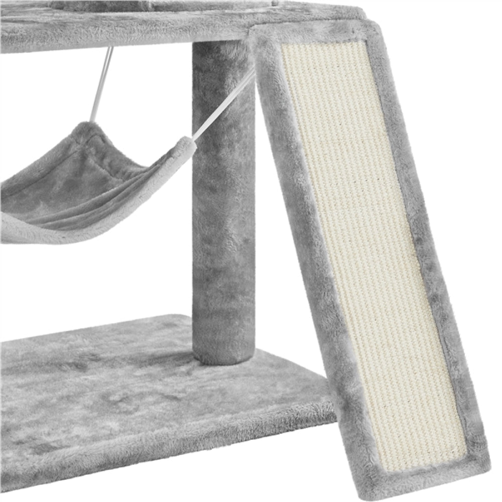 Deluxe Multi Level Cat Tree Condo with Basket & Hammock