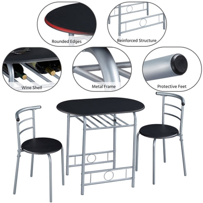 Modern Round Dining Table Set for 2 Dining Chairs
