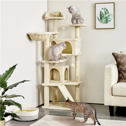 Cat Tree Condo Kitten Tree Tower w/ 2 Condos & Dangling Ball & Round Platform & Ladder