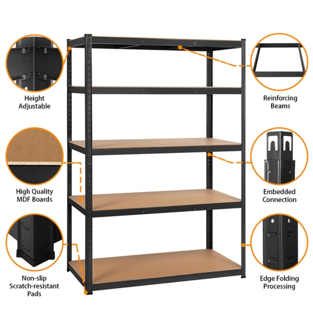 180cm x 120cm x 60cm 5 Tier Display Rack Steel Shelves Pack of 2