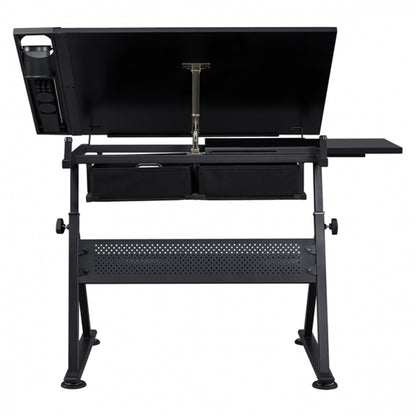 Drafting Table/Stool Set with Adjustable Table Angles & Heights All-in-One