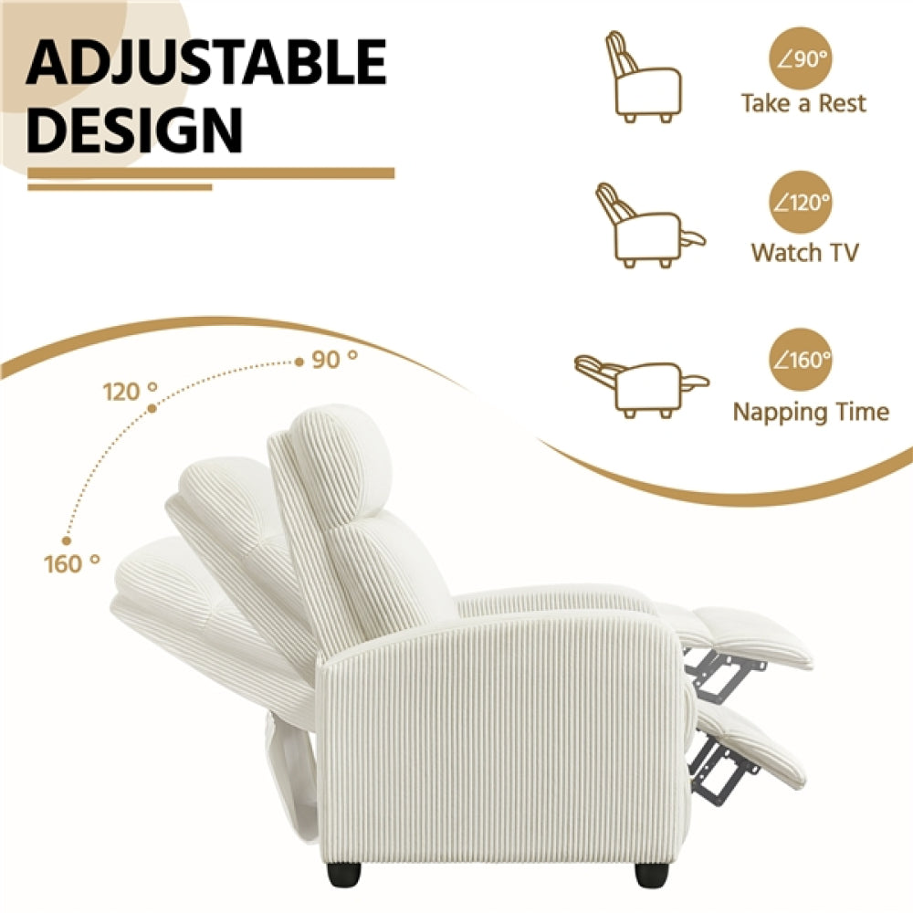 Recliner Chair Corduroy Recliner Sofa Adjustable Modern Single Reclining Chair