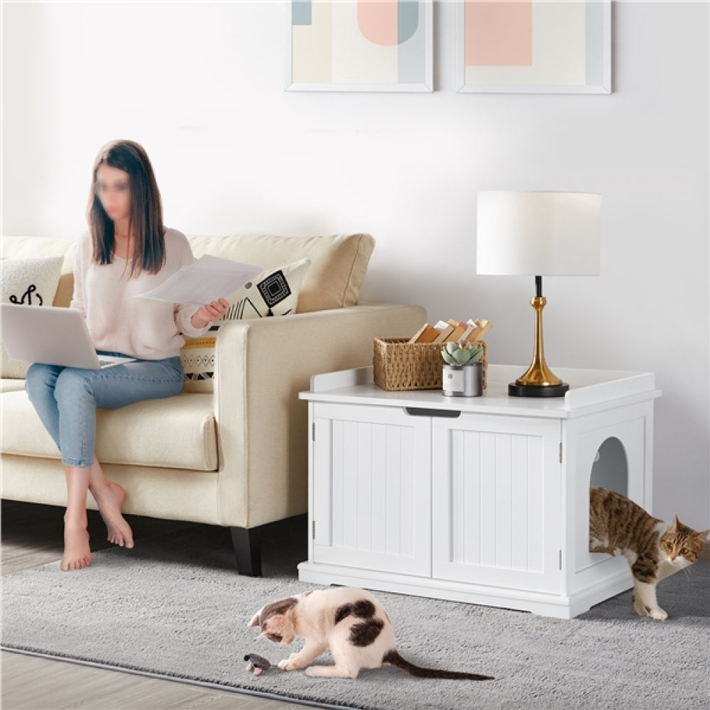 Pet Litter Box Wooden Storage Bench