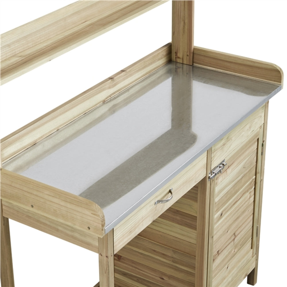 Outdoor Garden Potting Bench Table Work Bench Metal Tabletop