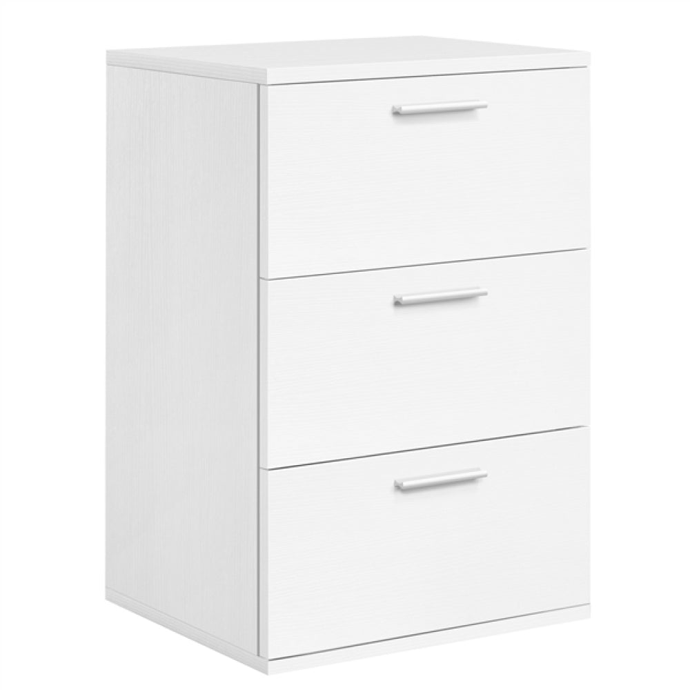 Side Table 3 Drawers End Table Chest Dresser Metal Handles Cabinet White