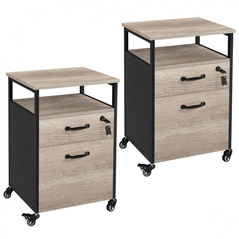 2 Sets Mobile Office File Cabinet