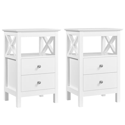 2PCS Farmhouse Bedside Table with 2 Drawer End Table Nightstand