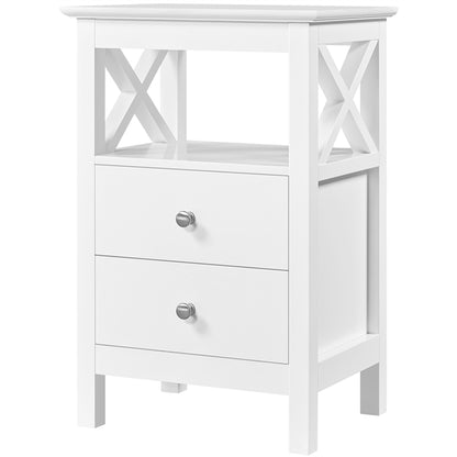 2PCS Farmhouse Bedside Table with 2 Drawer End Table Nightstand