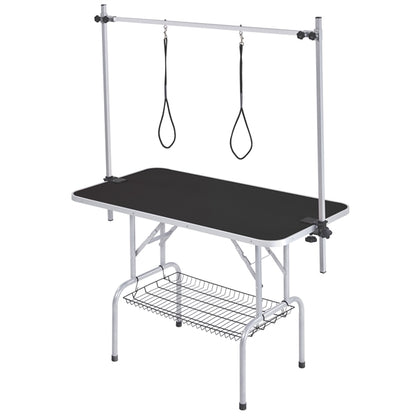 Foldable Pet Grooming Table Stainless Steel Arm Frame Height Adjustable