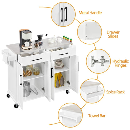 Stainless Steel Top Rolling Kitchen Island Cart Kitchen Trolley