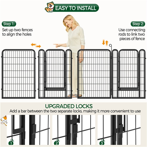 24 Panels 100cm Heavy Duty Dog Pen Pet Playpen Dog Fence