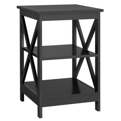 3 Tier Wood X Shape Bedside End Table Storage Cabinet Night Stand