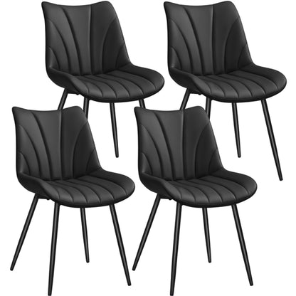 Set of 4 Modern Faux Leather Upholstered Dining Chairs with Metal Legs