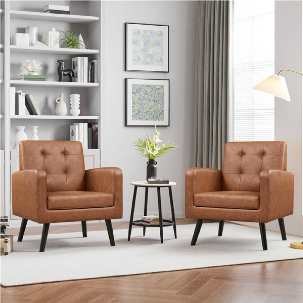 1 pair Faux Leather Armchair