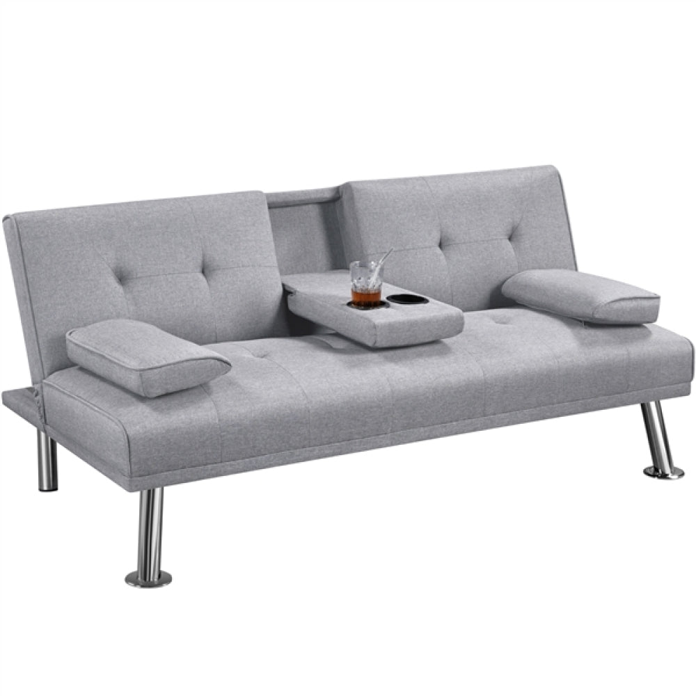 Fabric Upholstered Convertible Futon Sofa Bed