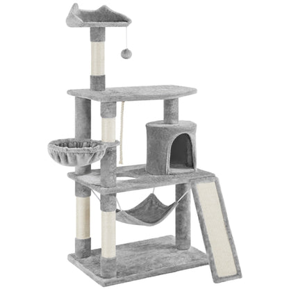 Deluxe Multi Level Cat Tree Condo with Basket & Hammock